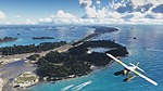 View of Leondia Keys with small plane flying by.