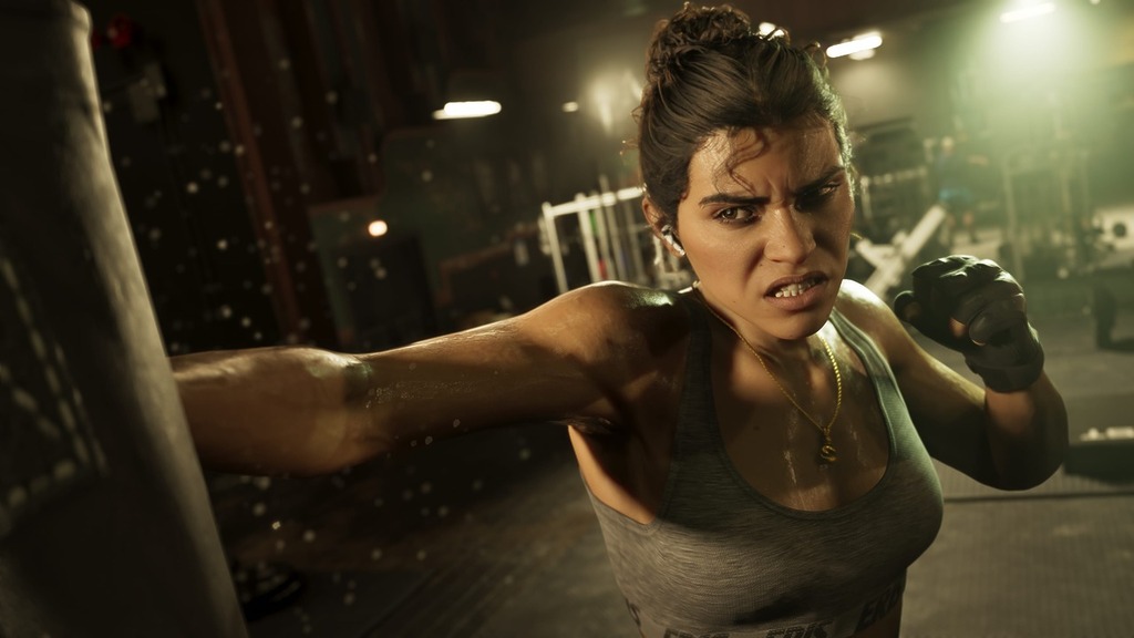 GTA 6 Lucia Caminos hitting a punching bag