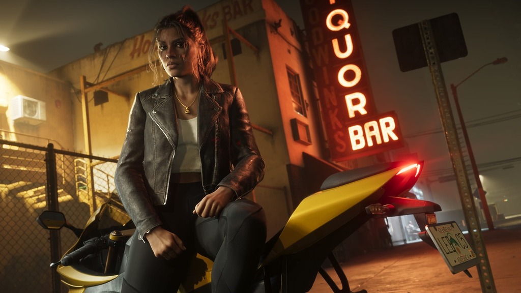 GTA 6 Lucia Caminos sitting on a motorbike